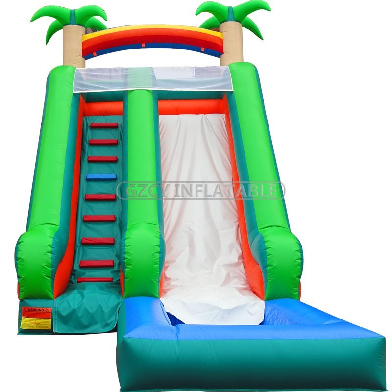 Outdoor Inflatable Forest Design Slide With Water Pool