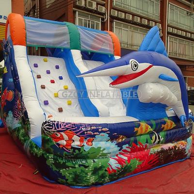 Children's Park Design Inflatable Slide With Climbing Wall And Water Pool