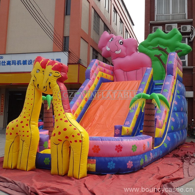 Animal theme inflatable slide for kids