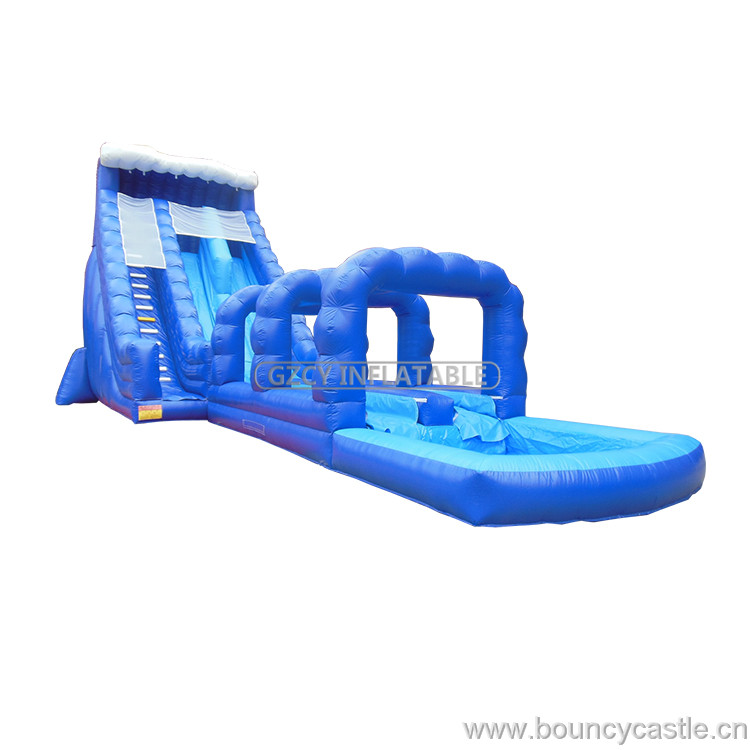 Huge Park Inflatable Double Lanes Water Slide WIth Pool