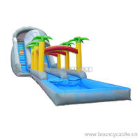 Palm Tree Inflatable Water Slide With Slip And Pool