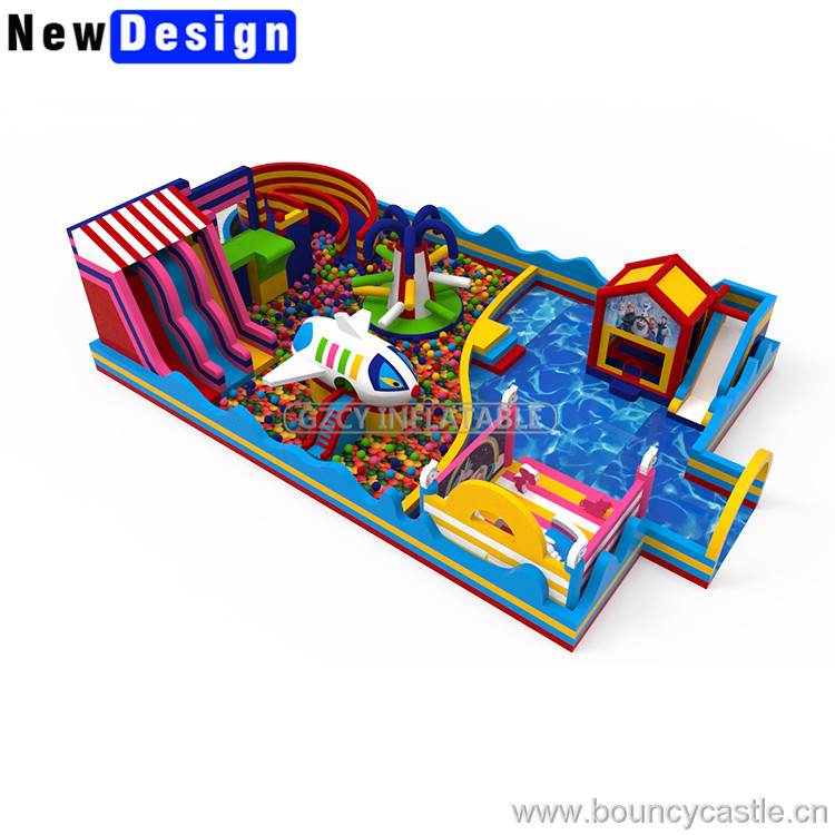 Amusement Park Playground Inflatable Fun City With Slide For Kids ND23